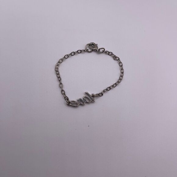 Macy's Women's Cursive Script Love Silver Bracelet - Picture 5 of 12